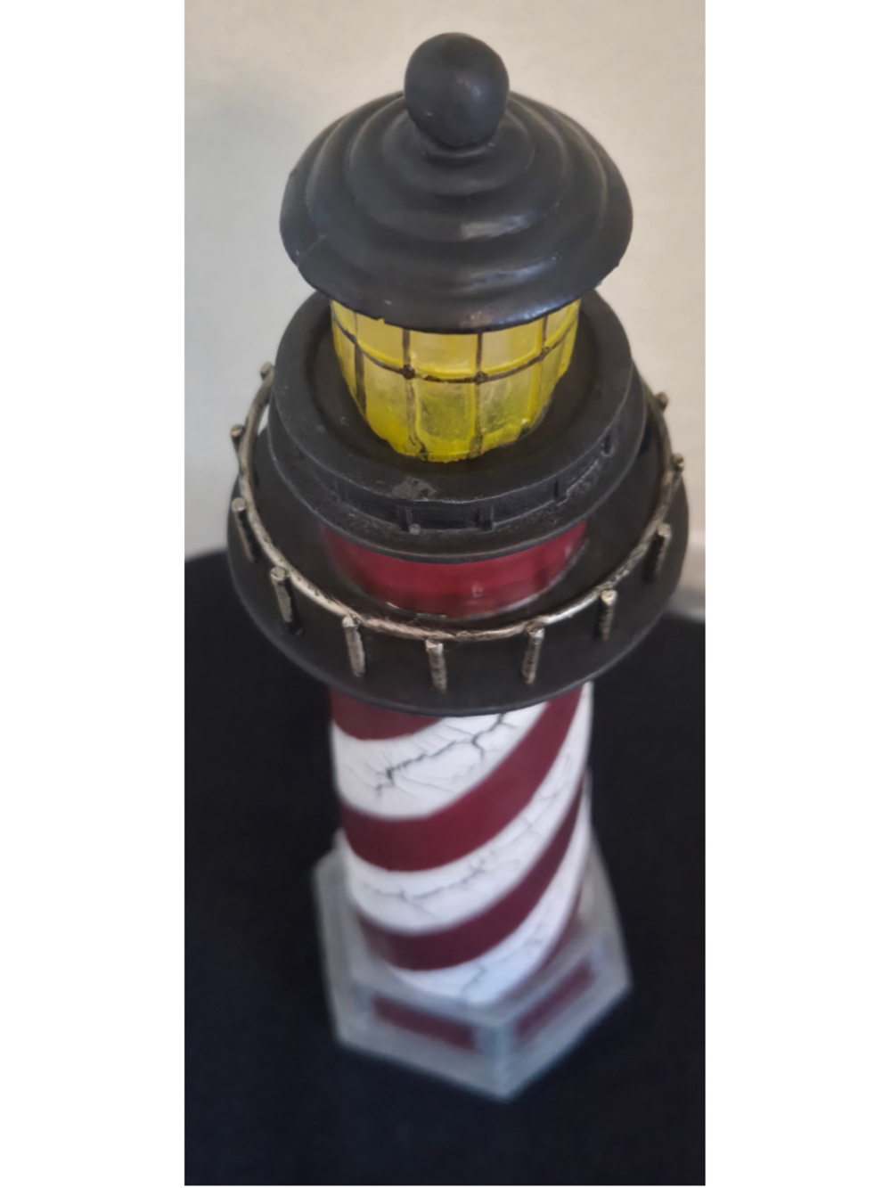 16in Nautical Lighthouse Red White Battery Operated Light Coastal Americana
